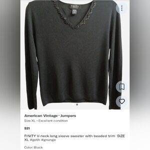 Finity Black V-Neck Sweater